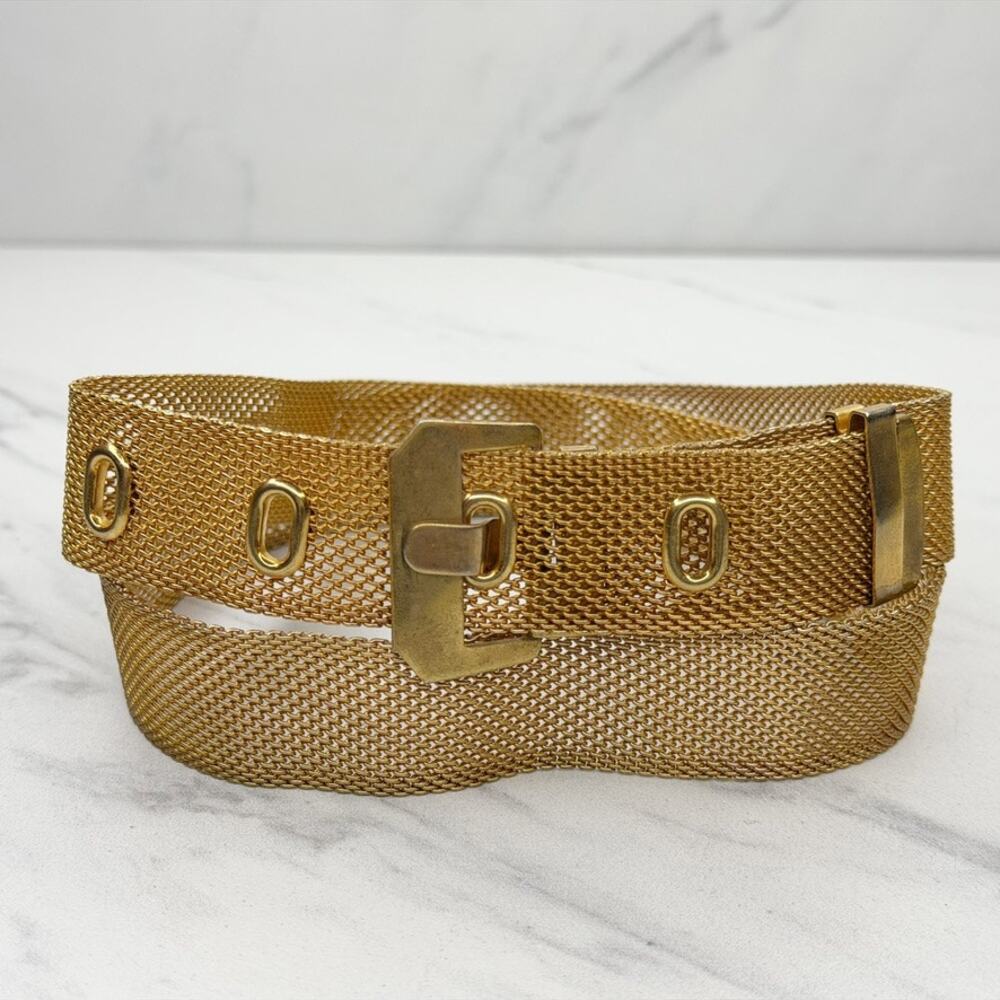 Vintage Gold Tone Metal Mesh Belt Buckle Small/Medium (S/M) ✨